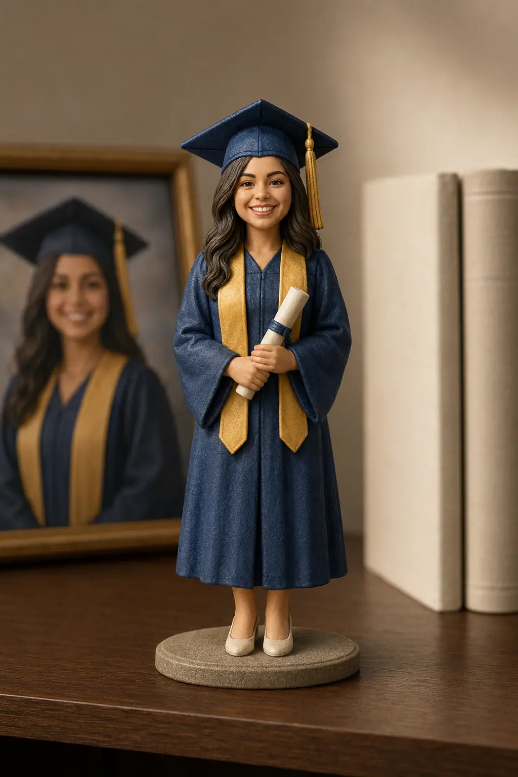 Full-color custom graduation figurine example