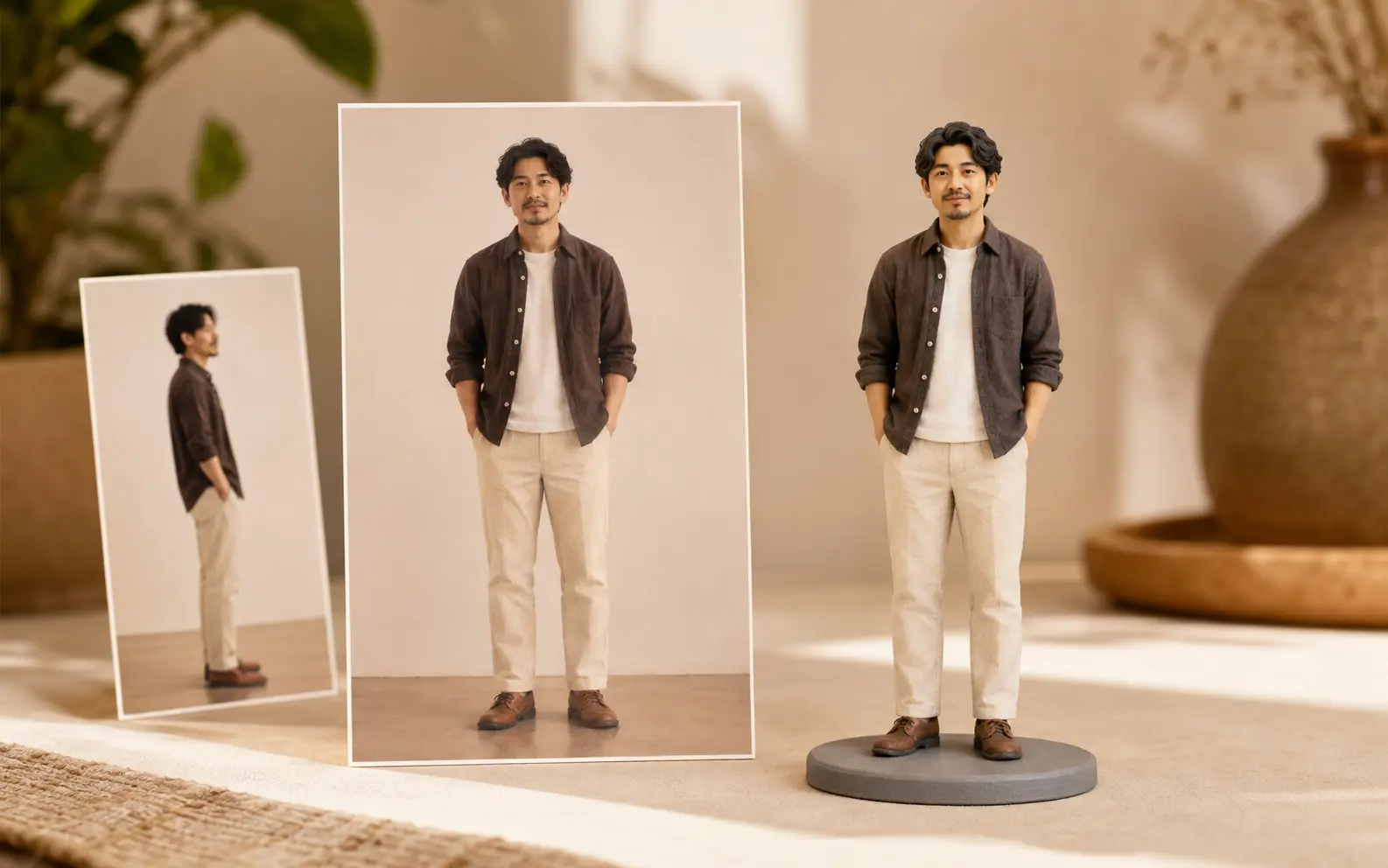 Clear source portrait and its corresponding full-color custom figurine