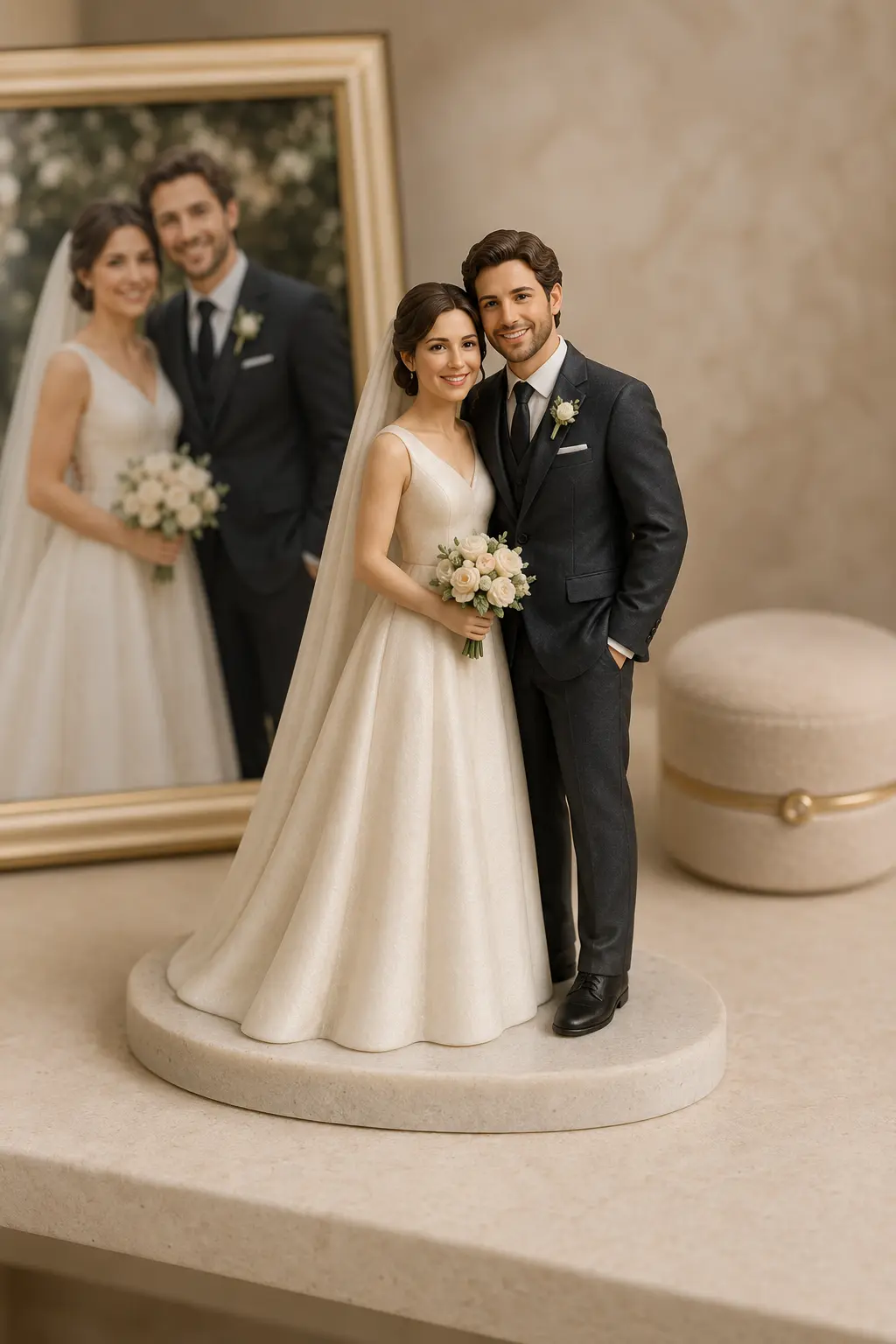 Full-color custom wedding figurine example